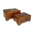 H2H Cheung's Wooden Rectangular Small Lined Decorative Boxes Set of 2 H21653542